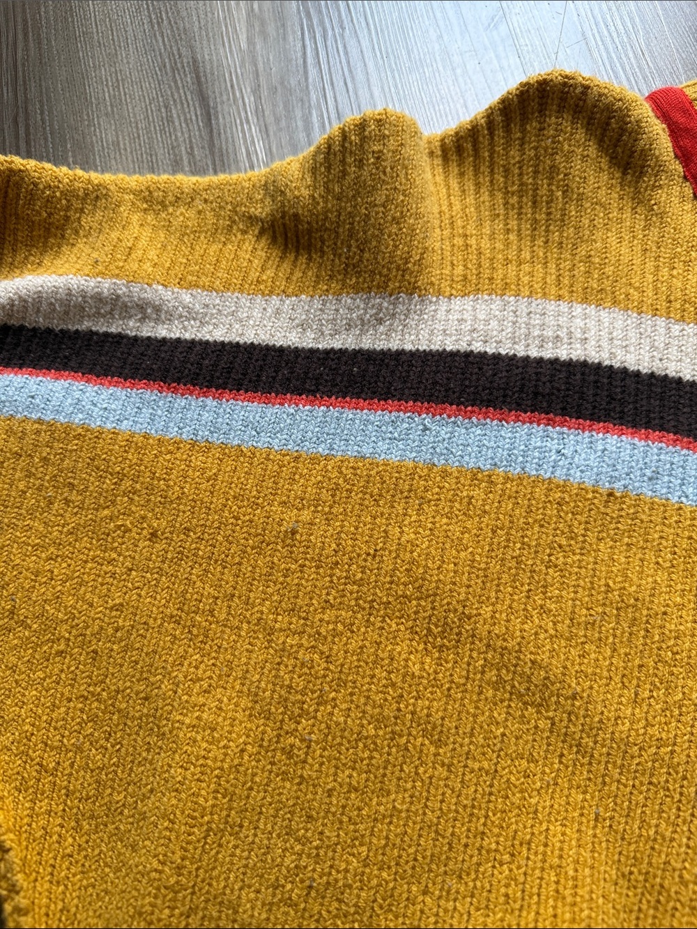 Free people Mustard Stripe Zip-Front Women's Sweater - Picture 3 of 6
